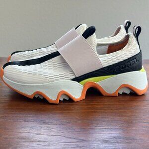 Sorel Kinetic Impact II Shoes Women Sneaker - White Black Orange Slip On Size 8